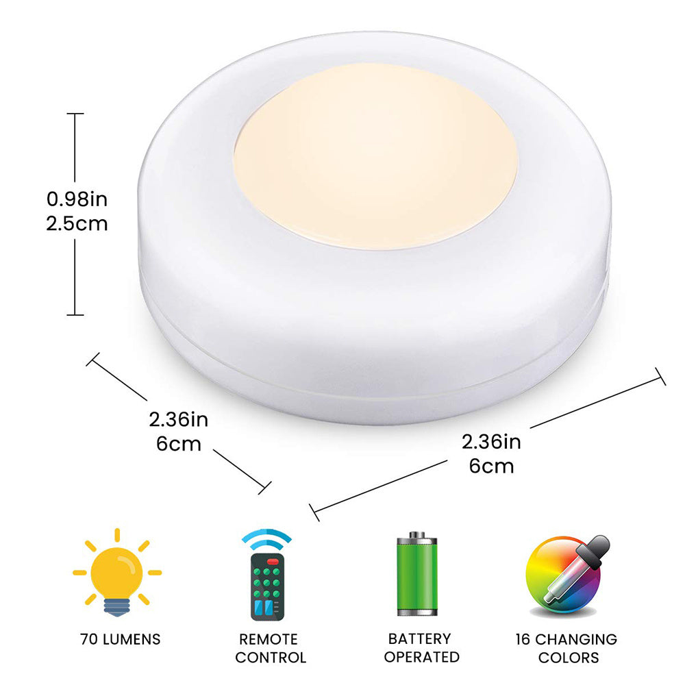 LED Puck Lights with Remote Control Under Cabinet Lighting 13 Colors Changeable Battery Operated Wireless Closet Lights