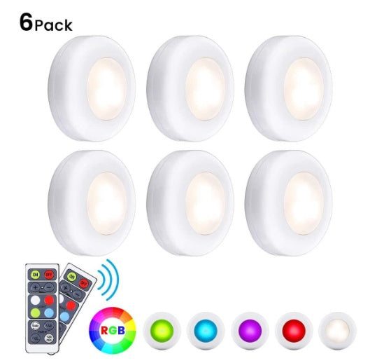 LED Puck Lights with Remote Control Under Cabinet Lighting 13 Colors Changeable Battery Operated Wireless Closet Lights