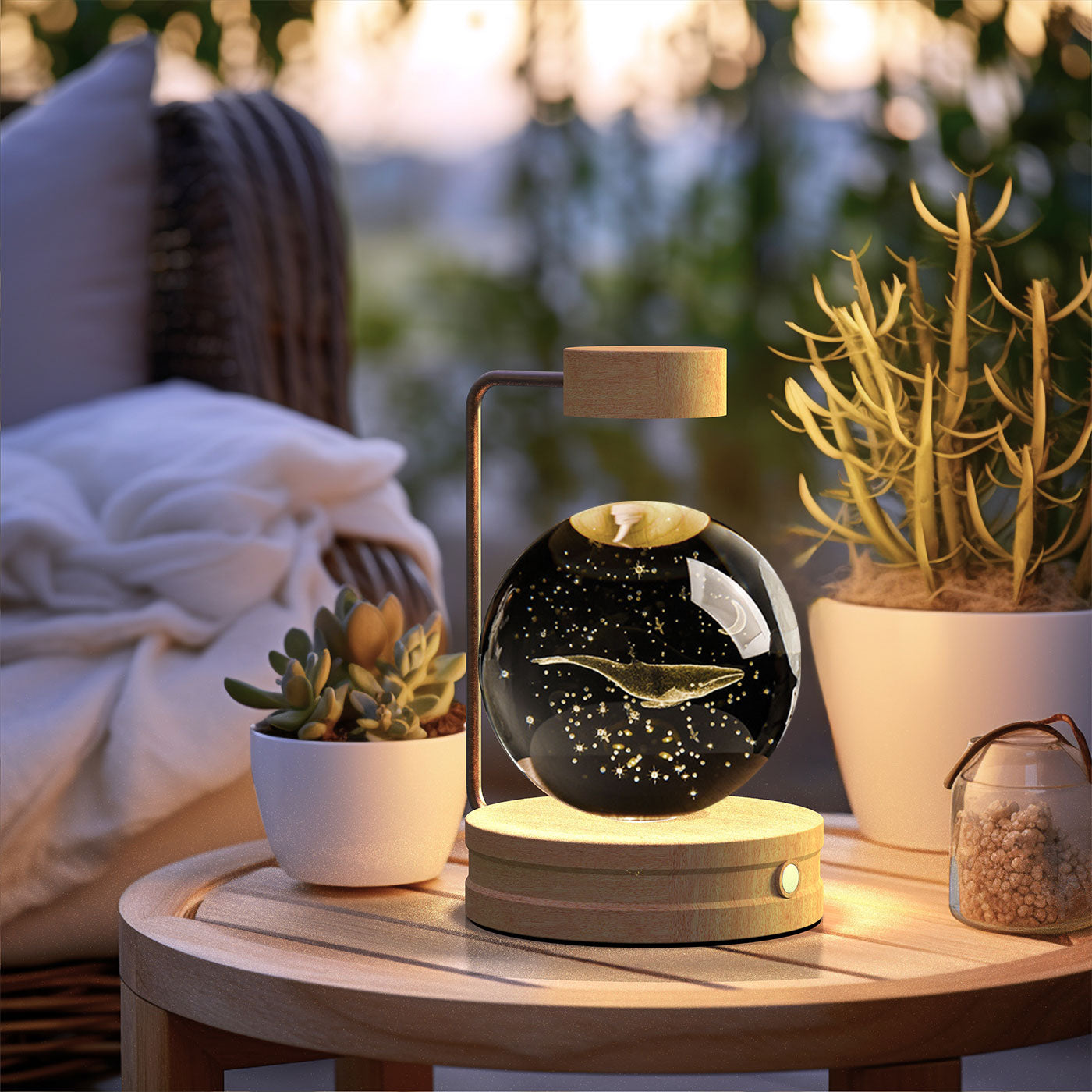 Crystal Ball Cosmic Dinosaur Indoor Night Light USB Power Warm Bedside Light Birthday Gift Night Lamp - Rankz