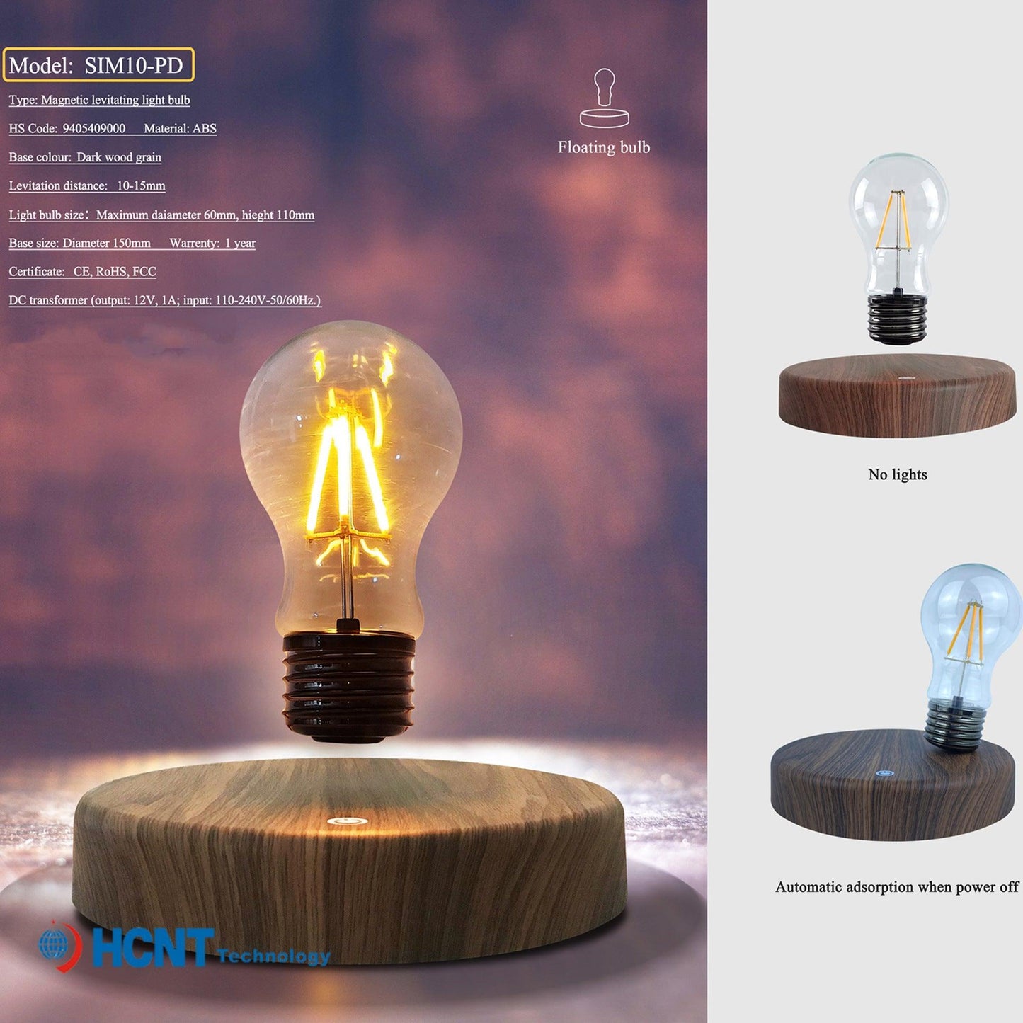 Imitation Wood Grain Magnetic Levitation Light Bulb Night Light Bedside Decoration Table Lamp Creative Girlfriend Birthday Gift - Rankz