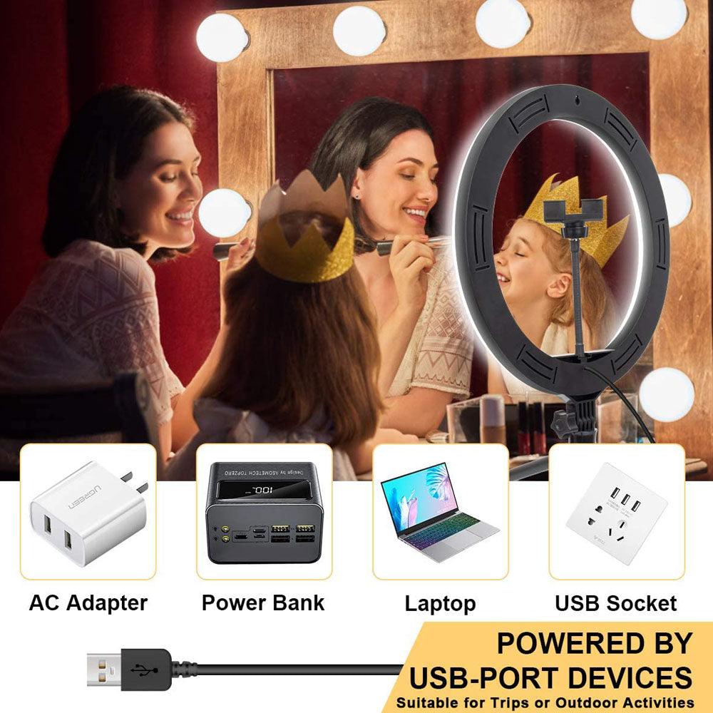 USB Ring Light, With Tripod Frame Light Compatible with Apple, Video Light, Dimmable Light, Selfie Led Ring Light - Rankz