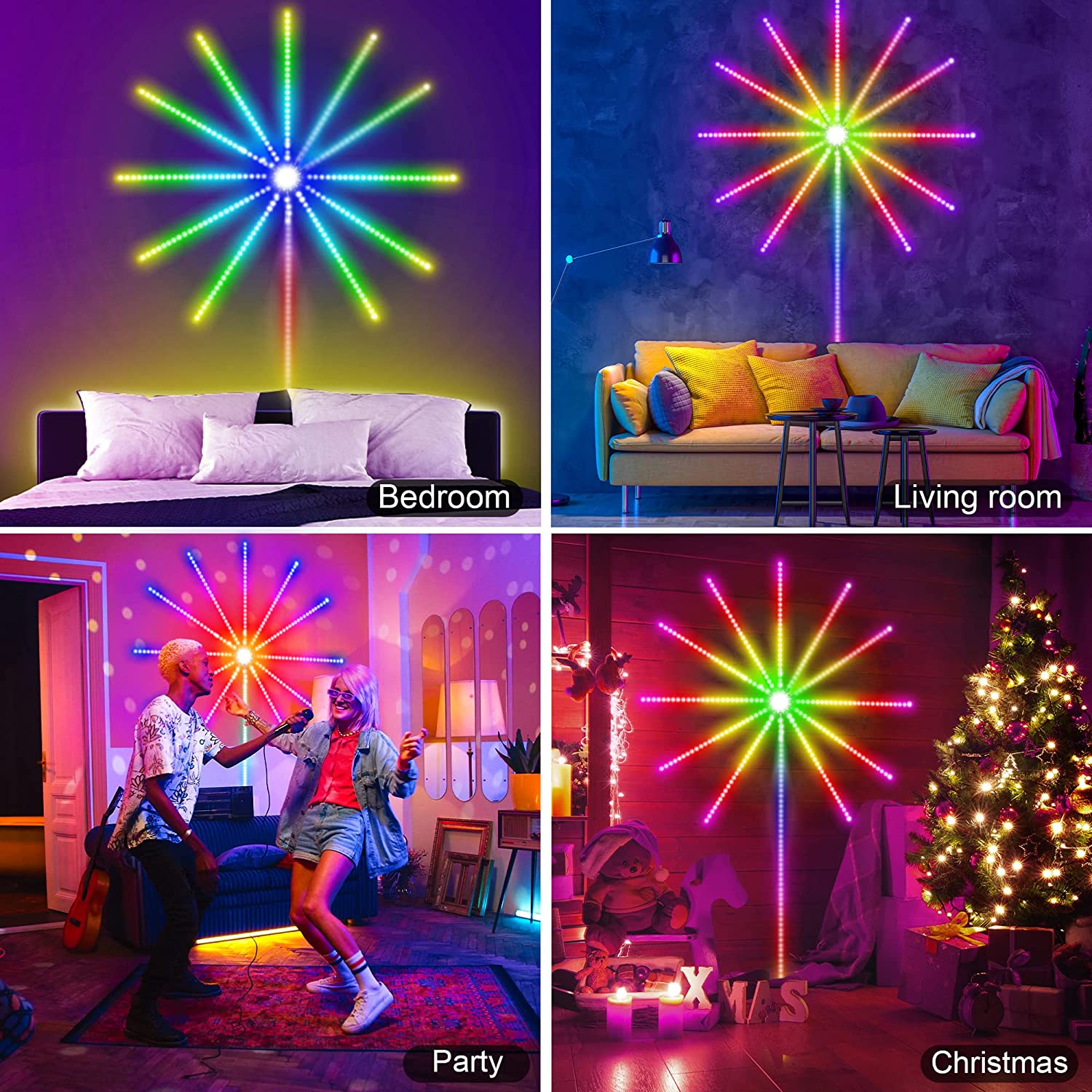 Firework Lights LED Strip Music Sound Sync Color Changing Remote Control LED Firework Light For Room Party - Rankz 