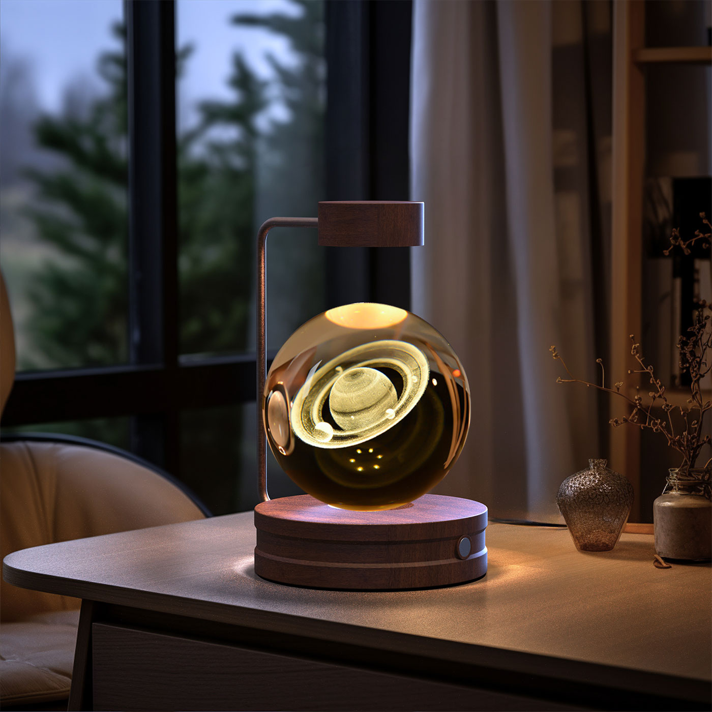 Crystal Ball Cosmic Dinosaur Indoor Night Light USB Power Warm Bedside Light Birthday Gift Night Lamp - Rankz 