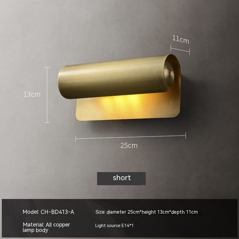 Wall Lamp Simple Living Room Bulb Copper Bedroom Bedside Lamp - Rankz 