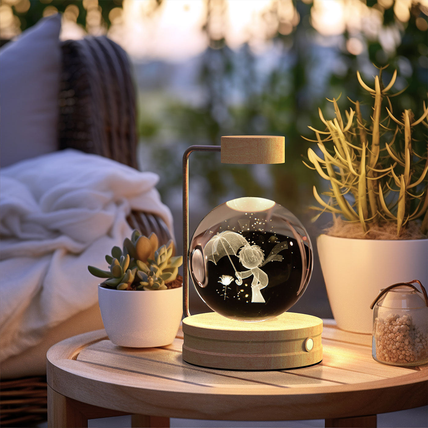 Crystal Ball Cosmic Dinosaur Indoor Night Light USB Power Warm Bedside Light Birthday Gift Night Lamp - Rankz 