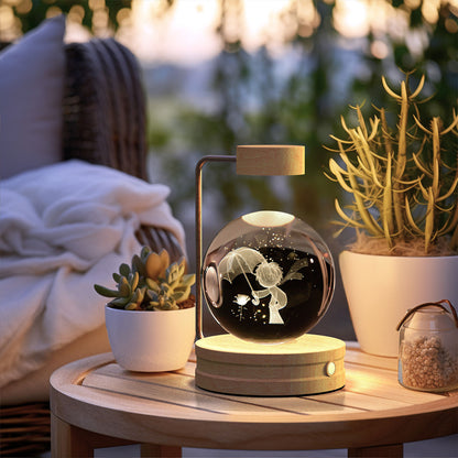 Crystal Ball Cosmic Dinosaur Indoor Night Light USB Power Warm Bedside Light Birthday Gift Night Lamp - Rankz 