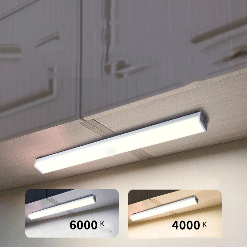Ultra-thin LED Cabinet Light, Wireless Motion Sensor LED Light Bar, USB Rechargeable Side Magnetic Self-adhesive Kitchen Night Light for Wardrobe