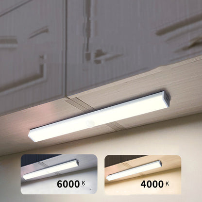 Ultra-thin LED Cabinet Light, Wireless Motion Sensor LED Light Bar, USB Rechargeable Side Magnetic Self-adhesive Kitchen Night Light for Wardrobe