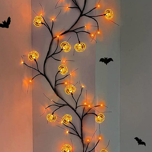 Halloween LED Willow Vine String Light Cool Cartoon Bat Pumpkin Decoration For Indoor Outdoor Party House Decor - Rankz 