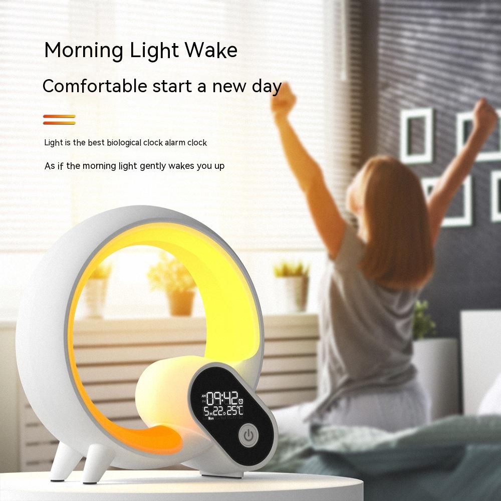 Creative Q Light Analog Sunrise Digital Display Alarm Clock Bluetooth Audio Intelligent Wake-up Q Colorful Atmosphere Light - Rankz 