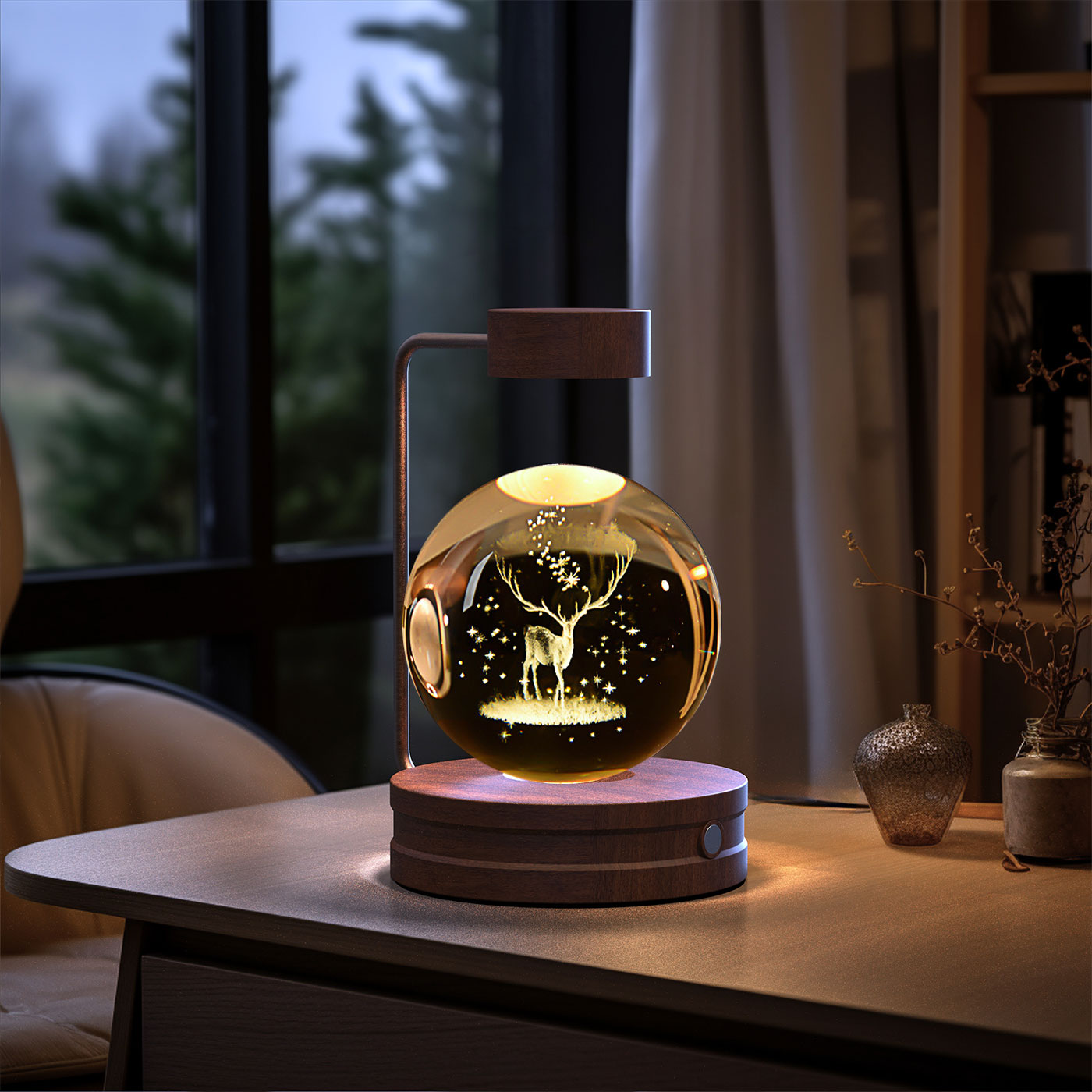 Crystal Ball Cosmic Dinosaur Indoor Night Light USB Power Warm Bedside Light Birthday Gift Night Lamp - Rankz 