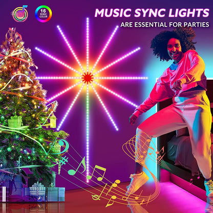 Firework Lights LED Strip Music Sound Sync Color Changing Remote Control LED Firework Light For Room Party - Rankz 
