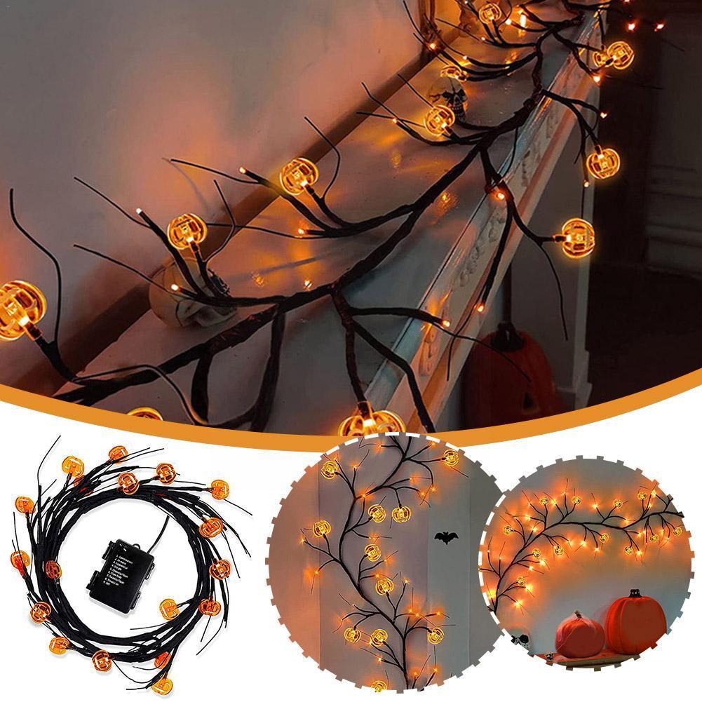 Halloween LED Willow Vine String Light Cool Cartoon Bat Pumpkin Decoration For Indoor Outdoor Party House Decor - Rankz 
