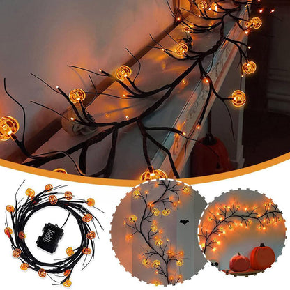 Halloween LED Willow Vine String Light Cool Cartoon Bat Pumpkin Decoration For Indoor Outdoor Party House Decor - Rankz 