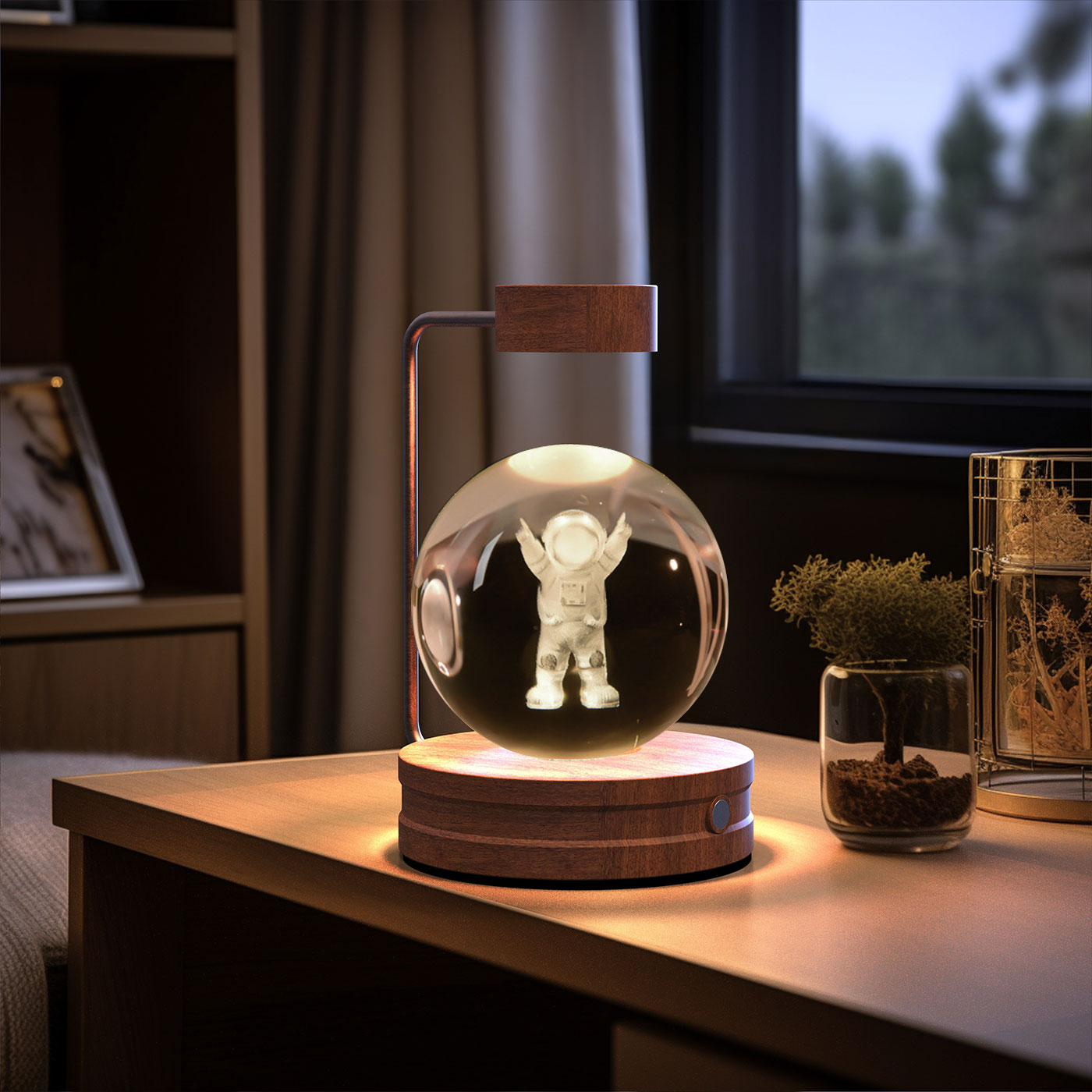 Crystal Ball Cosmic Dinosaur Indoor Night Light USB Power Warm Bedside Light Birthday Gift Night Lamp - Rankz 