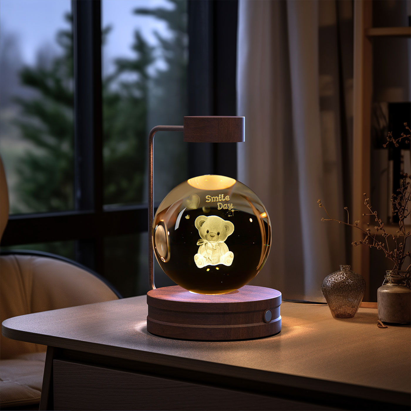 Crystal Ball Cosmic Dinosaur Indoor Night Light USB Power Warm Bedside Light Birthday Gift Night Lamp - Rankz 