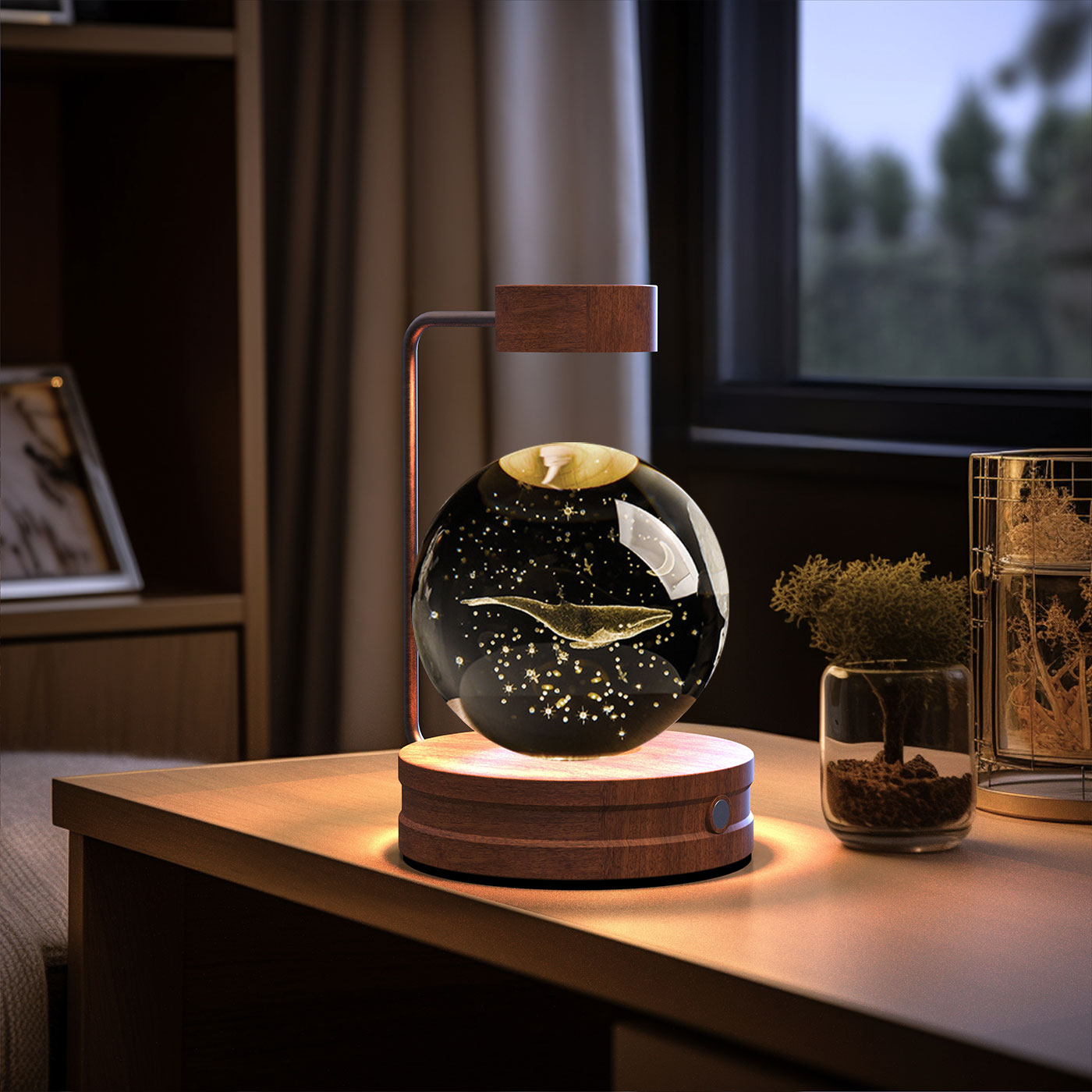 Crystal Ball Cosmic Dinosaur Indoor Night Light USB Power Warm Bedside Light Birthday Gift Night Lamp - Rankz 