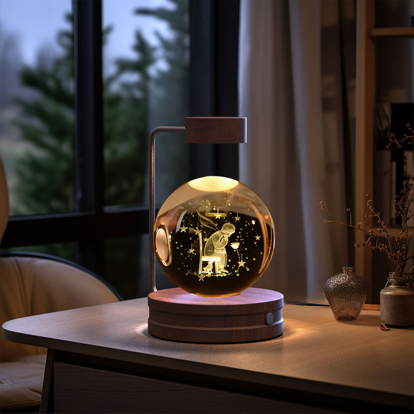 Crystal Ball Cosmic Dinosaur Indoor Night Light USB Power Warm Bedside Light Birthday Gift Night Lamp - Rankz 