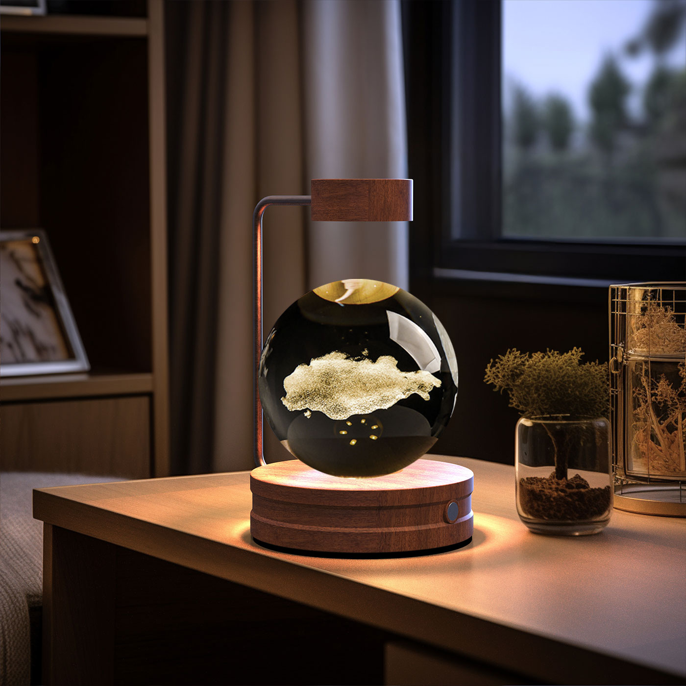 Crystal Ball Cosmic Dinosaur Indoor Night Light USB Power Warm Bedside Light Birthday Gift Night Lamp - Rankz 