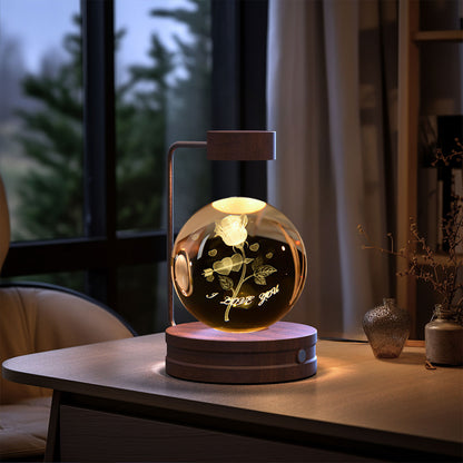 Crystal Ball Cosmic Dinosaur Indoor Night Light USB Power Warm Bedside Light Birthday Gift Night Lamp - Rankz 