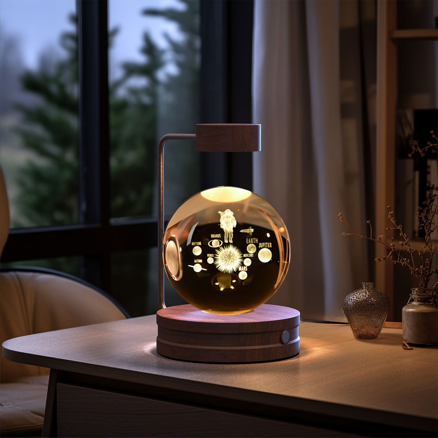 Crystal Ball Cosmic Dinosaur Indoor Night Light USB Power Warm Bedside Light Birthday Gift Night Lamp - Rankz 