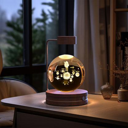 Crystal Ball Cosmic Dinosaur Indoor Night Light USB Power Warm Bedside Light Birthday Gift Night Lamp - Rankz 