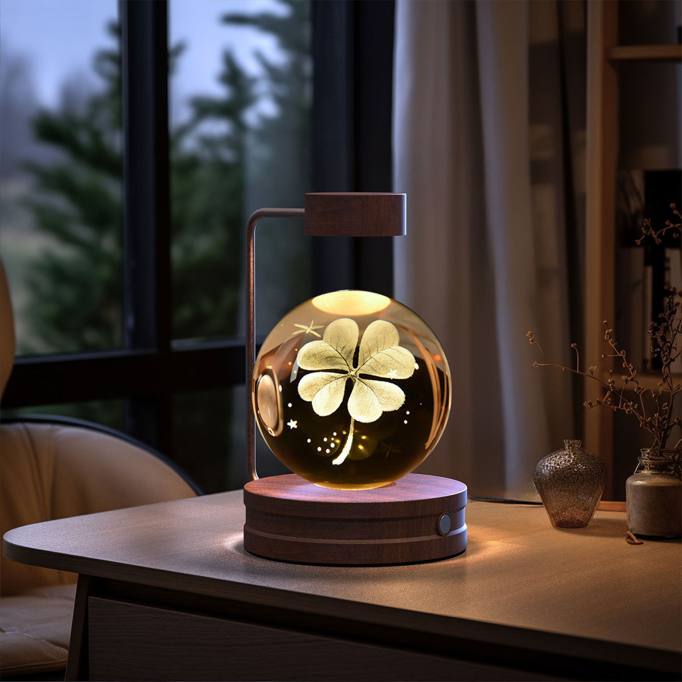 Crystal Ball Cosmic Dinosaur Indoor Night Light USB Power Warm Bedside Light Birthday Gift Night Lamp - Rankz 