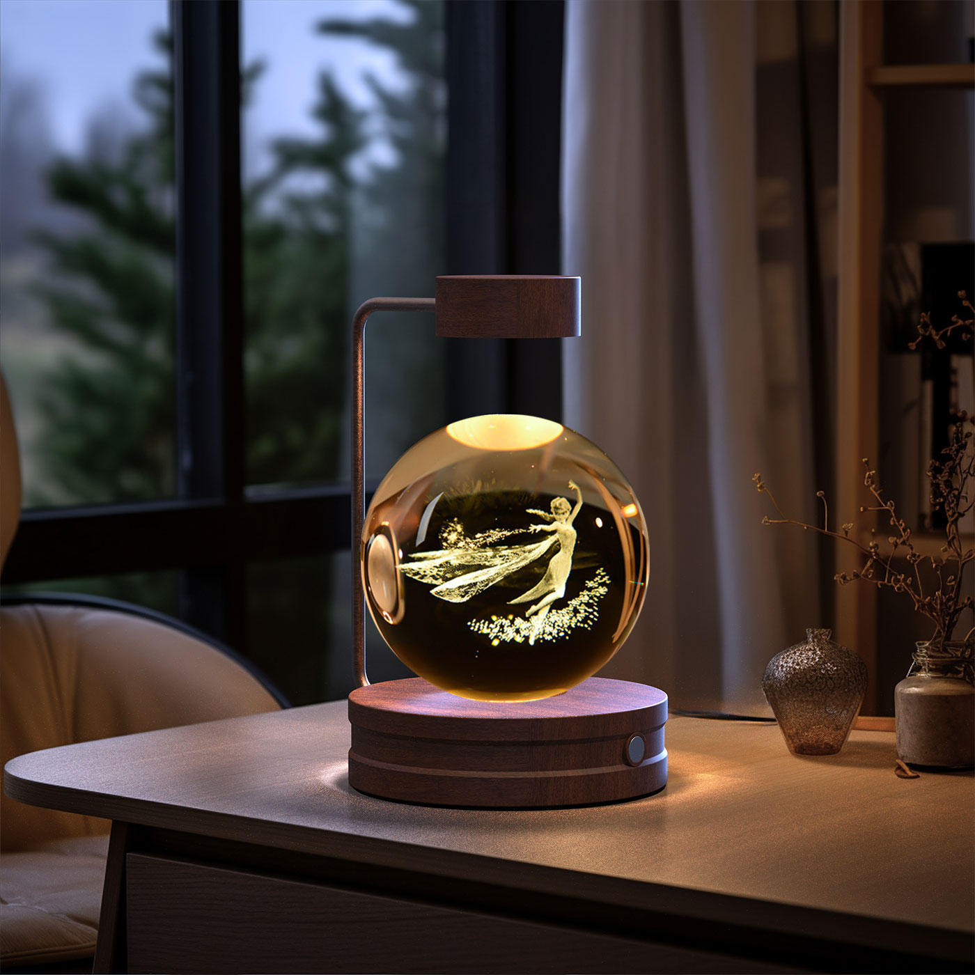 Crystal Ball Cosmic Dinosaur Indoor Night Light USB Power Warm Bedside Light Birthday Gift Night Lamp - Rankz 