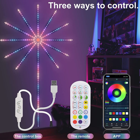 Firework Lights LED Strip Music Sound Sync Color Changing Remote Control LED Firework Light For Room Party - Rankz 