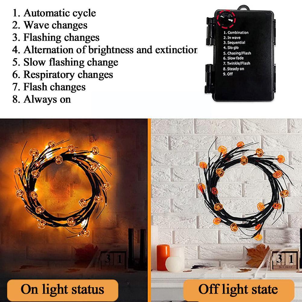 Halloween LED Willow Vine String Light Cool Cartoon Bat Pumpkin Decoration For Indoor Outdoor Party House Decor - Rankz 