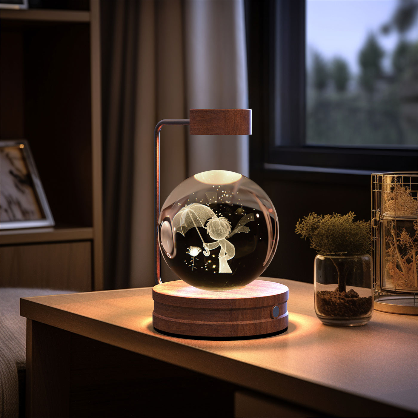 Crystal Ball Cosmic Dinosaur Indoor Night Light USB Power Warm Bedside Light Birthday Gift Night Lamp - Rankz 