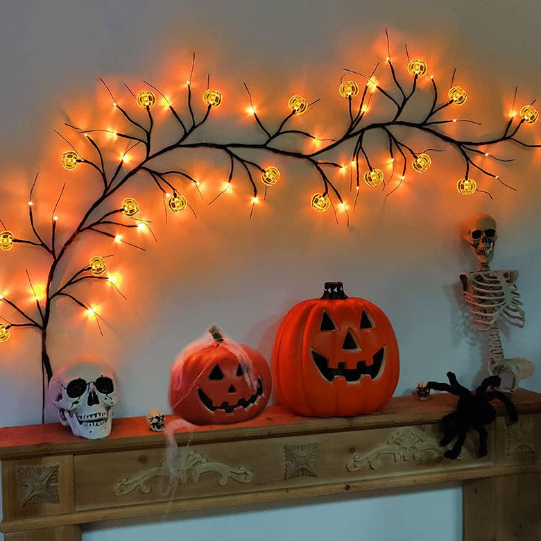 Halloween LED Willow Vine String Light Cool Cartoon Bat Pumpkin Decoration For Indoor Outdoor Party House Decor - Rankz 