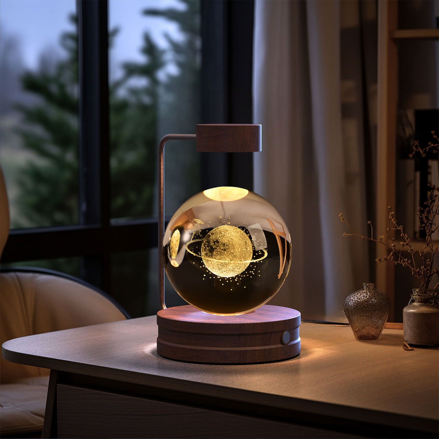 Crystal Ball Cosmic Dinosaur Indoor Night Light USB Power Warm Bedside Light Birthday Gift Night Lamp - Rankz 
