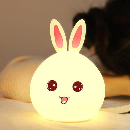 Cute Night Light Animal Rabbit Night lamps Touch Sensor Silicone LED Colorful Lights - Rankz 