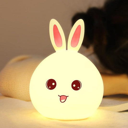 Cute Night Light Animal Rabbit Night lamps Touch Sensor Silicone LED Colorful Lights - Rankz 