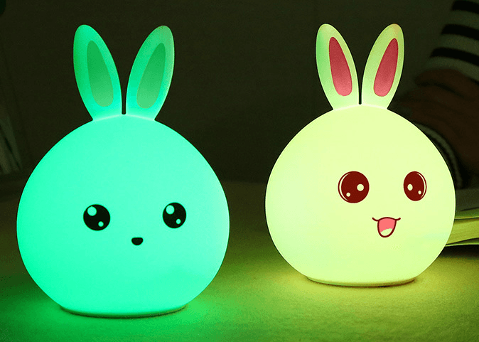 Cute Night Light Animal Rabbit Night lamps Touch Sensor Silicone LED Colorful Lights - Rankz 