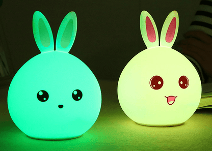 Cute Night Light Animal Rabbit Night lamps Touch Sensor Silicone LED Colorful Lights - Rankz 