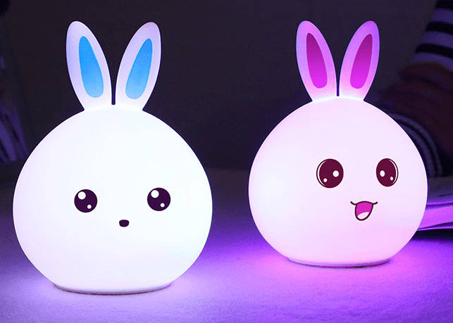 Cute Night Light Animal Rabbit Night lamps Touch Sensor Silicone LED Colorful Lights - Rankz 