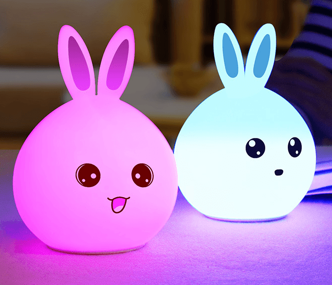 Cute Night Light Animal Rabbit Night lamps Touch Sensor Silicone LED Colorful Lights - Rankz 
