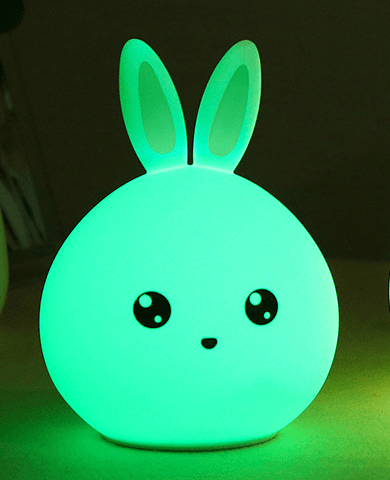 Cute Night Light Animal Rabbit Night lamps Touch Sensor Silicone LED Colorful Lights - Rankz 