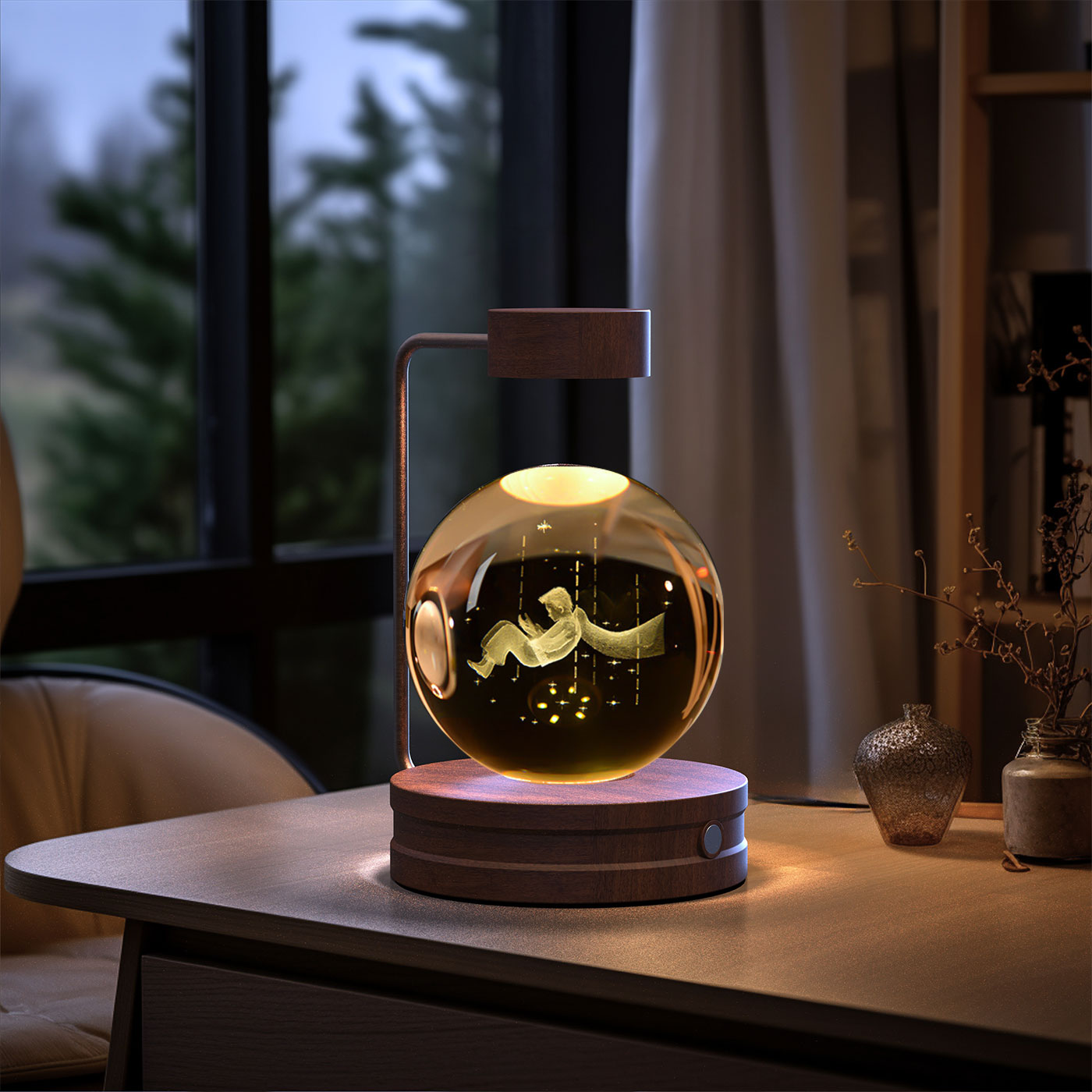 Crystal Ball Cosmic Dinosaur Indoor Night Light USB Power Warm Bedside Light Birthday Gift Night Lamp - Rankz 