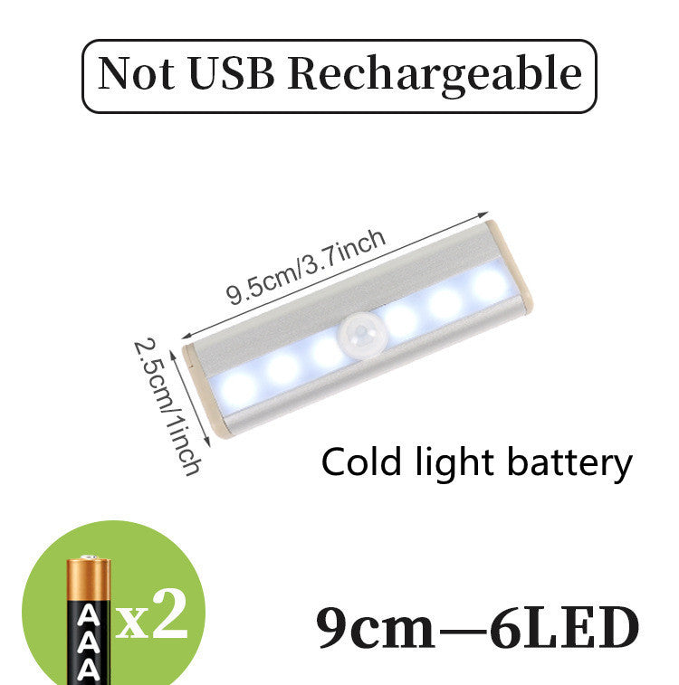 Ultra-thin LED Cabinet Light, Wireless Motion Sensor LED Light Bar, USB Rechargeable Side Magnetic Self-adhesive Kitchen Night Light for Wardrobe