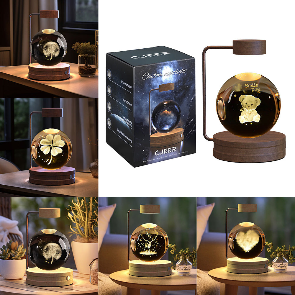 Crystal Ball Cosmic Dinosaur Indoor Night Light USB Power Warm Bedside Light Birthday Gift Night Lamp - Rankz 