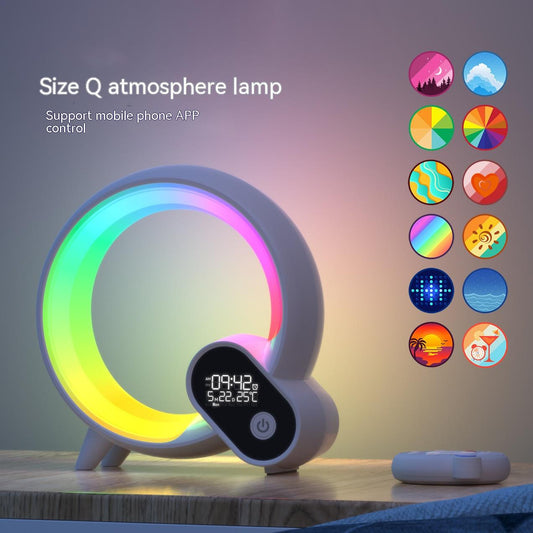 Creative Q Light Analog Sunrise Digital Display Alarm Clock Bluetooth Audio Intelligent Wake-up Q Colorful Atmosphere Light - Rankz 