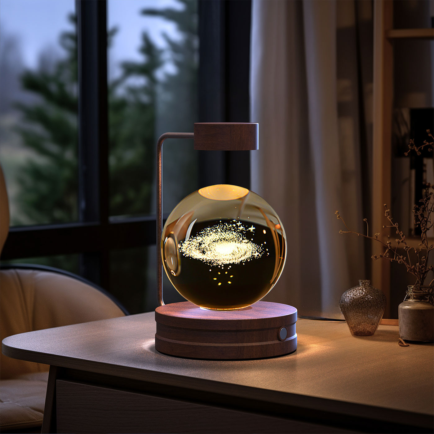 Crystal Ball Cosmic Dinosaur Indoor Night Light USB Power Warm Bedside Light Birthday Gift Night Lamp - Rankz 