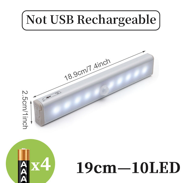Ultra-thin LED Cabinet Light, Wireless Motion Sensor LED Light Bar, USB Rechargeable Side Magnetic Self-adhesive Kitchen Night Light for Wardrobe