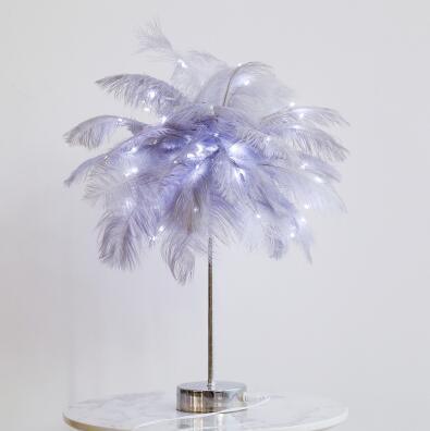 Feather Lamp Nordic Desk Lamp European-Style Bedroom Bedside Feather Table Lamp Night Light Table Lamp Decoration Modern - Rankz 