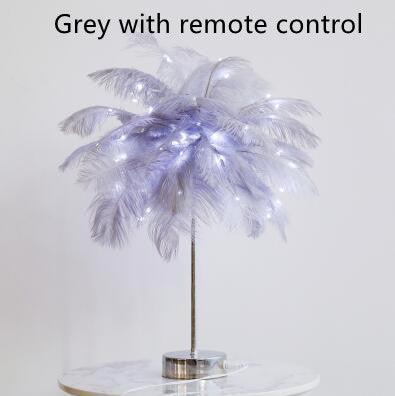 Feather Lamp Nordic Desk Lamp European-Style Bedroom Bedside Feather Table Lamp Night Light Table Lamp Decoration Modern - Rankz 