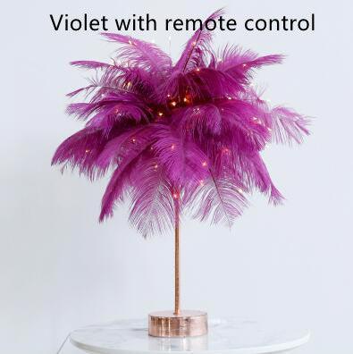 Feather Lamp Nordic Desk Lamp European-Style Bedroom Bedside Feather Table Lamp Night Light Table Lamp Decoration Modern - Rankz 