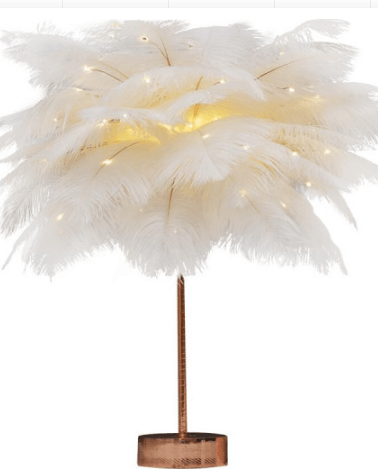 Feather Lamp Nordic Desk Lamp European-Style Bedroom Bedside Feather Table Lamp Night Light Table Lamp Decoration Modern - Rankz 